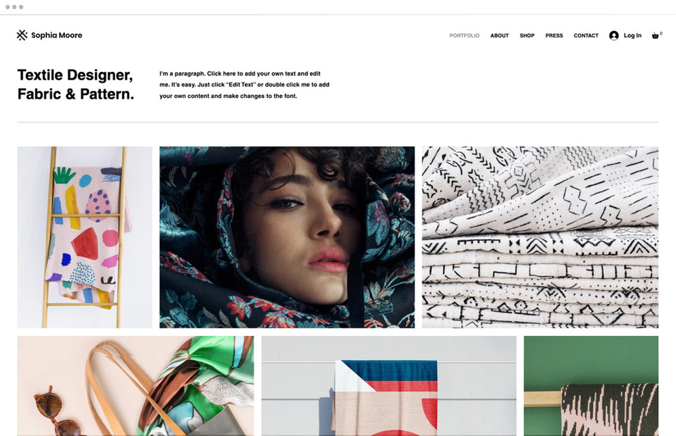 Website for textile designer.