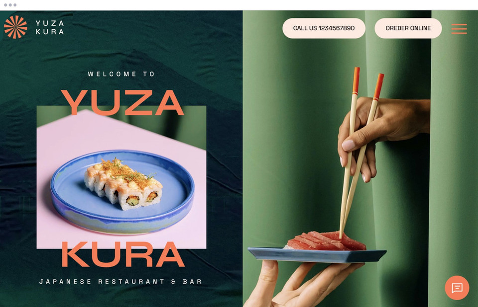 Homepage of website for Japanese restaurant