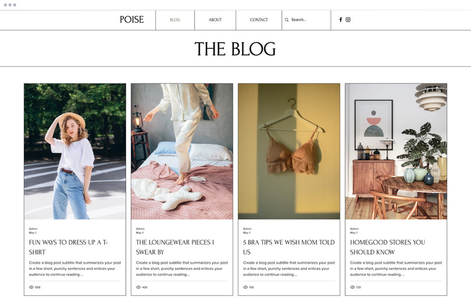 Blog for fashion website.
